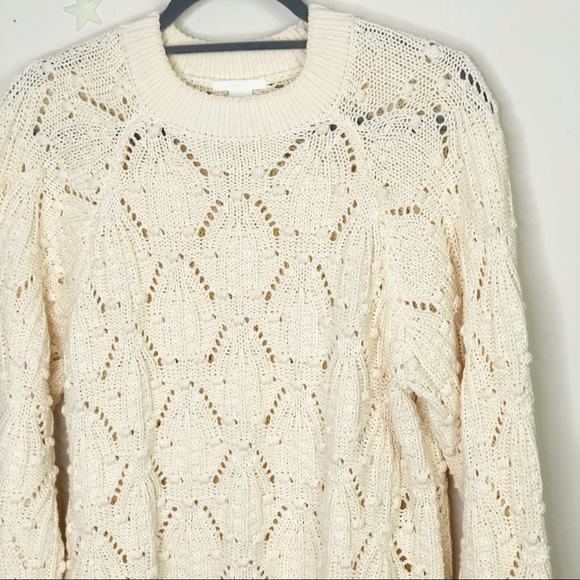 H & M  cream cotton swis dot open knit sweater - Picture 6 of 10